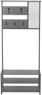 Dmora Eingangsmöbel Varsavia, Moderner Eingang, Wandgarderobe, Multifunktions-Aufbewahrungskonsole, 78x30 h182 cm, Anthrazit und Schwarz