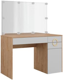 Vicco Schminktisch Adela Natural Rockford Hickory Weiß, 115 x 76 cm Spiegel, LED
