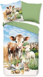 PURE luxury collection Kinderbettwäsche Farm animals, Microfaser, 2 teilig, Mikrofaser, 135x200, 2 Teilig, Wendeoptik, Kind, Bauernhoftiere, Tiere