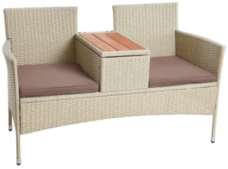 Polyrattan Gartenbank Bank Rattan Sitzbank 2-Sitzer Gartenmöbel Balkon Beige