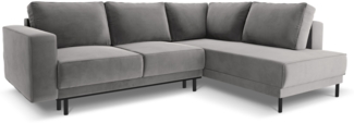 Micadoni Ecksofa Caro 5-Sitzer Samt Hellgrau Rechts 140x208