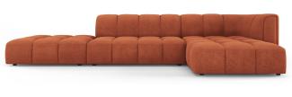 Micadoni Modulares Ecksofa Serena 5-Sitzer offene Seite, Strukturierter Stoff, Orange, Rechts