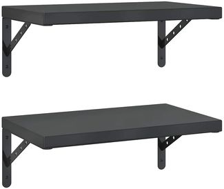 2er-Set Wandregale, Hängeregale 50x30 cm Schwarz Edelstahl de6502