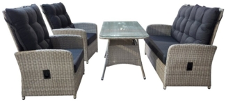 dasmöbelwerk Gartenlounge-Set Lounge Set 4-tlg. Bilbao Garten Sitzgruppe mit Tisch Loungegarnitur, (4-tlg), für bis zu vier Personen
