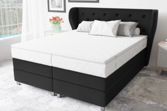 99rooms Hermes Boxspringbett 160x200 cm Kunstleder MADRYT Schwarz Taschen-Federung