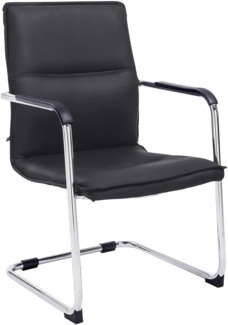 DELUKE® Besucherstuhl SEATTLE - 92x56x60cm, Schwarz Kunstleder Metall Gestell Konferenzstuhl Wartezimmerstuhl