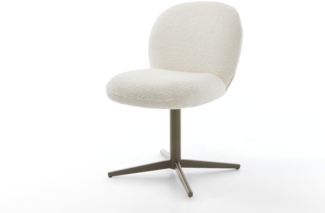 Drehstuhl Nube-Flex Bouclé Weiß Fußkreuz Effektfinish Titan 360° drehbar Taschenfederkern
