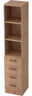 bümö office Aktenschrank Regal mit Schubladen, Büroschrank schmal aus FSC-Holz, 40cm breit in Nussbaum - Aktenregal & Schubladenschrank mit Relinggriffen, Büro Möbel Schrank System, 7600-N-N-SG