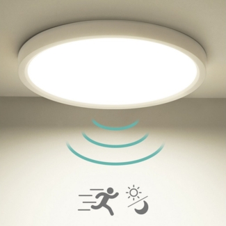 Oraymin LED Deckenleuchte mit Bewegungsmelder Weiß Deckenlampe 18W Sensorlampe 4000K, Bewegungsmelder, LED fest integriert, 4000K, Neutralweißes, LED Deckenleuchte mit Bewegungsmelder Rund Weiß 18W 4000K 1620LM