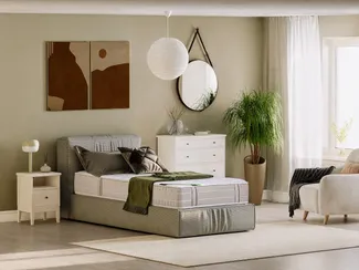 Vente-unique - VIREVO Matratze Stoff Weiß - B 90 cm x H x L 190 cm