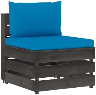 vidaXL Modulares Mittelsofa mit Kissen Grau Imprägniertes Holz 3068124