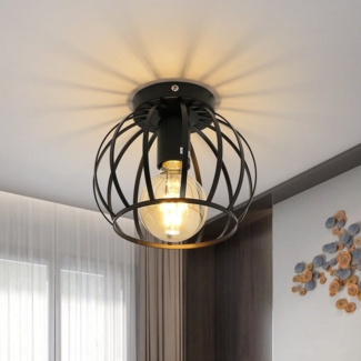 Goeco Deckenleuchte Schwarz Semi Unterputz Deckenleuchte, mit E27 Halter, Warmweiß, für Wohnzimmer, Küche, Schlafzimmer, Flur, Innenhof, schwarz