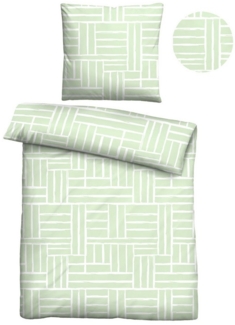 Traumhaft schlafen - Castell - Markenbettwäsche Baumwoll Seersucker Bettwäsche 0020370 KÄSTCHEN, salbei, 1x 135x200 cm + 1x 80x80 cm
