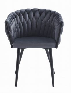 Home Collective Polsterstuhl mit gestepptem Design, Gepolstert ergonomisch 79 cm Höhe (Schreibtischstuhl geeignet für Wohnzimmer, Büro, Schlafzimmer, Esszimmer, 61 cm Breite), dunkelgrauer Samtsitz mit schwarzen Metallbeinen 110 kg belastbar