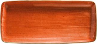 6x Servierplatten Speiseteller Porzellan Geschirr rechteckig Orange Creme Bonna Aura Terracotta Moove 34x16 cm Kantenschutz