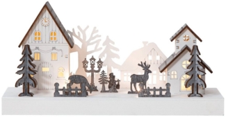 STAR TRADING LED Dekolicht Fauna, LED Winterdorf Fauna, 3D, Holz, Batterie, braun-weiß