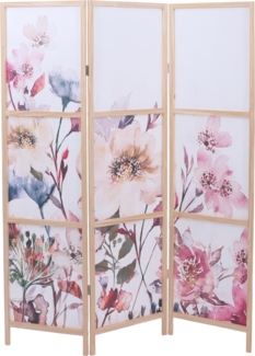 Paravent HWC-O70, Trennwand Sichtschutz Raumtrennung Naturmotive Holz MVG Polyethylen 170x137 cm ~ Blumen
