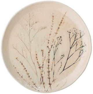 Bloomingville Servierteller Bea, 27,5 cm, Steingut, Teller, Servierteller, Speiseteller, Blumenmotiv, Cracle Glaze, natur