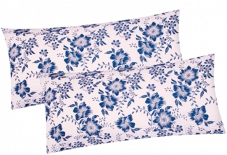 Heubergshop Kissenbezug, (2 Stück), Seersucker 40x80 cm 100% Baumwolle Blumen Geblümt (EW-Blumen-Weiß)