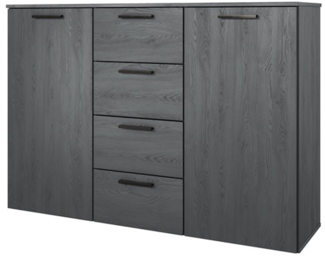 Kommode Sideboard Granada 132x38x93cm Carbon Eiche 2-türig