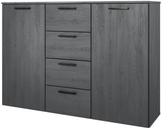 Kommode Sideboard Granada 132x38x93cm Carbon Eiche 2-türig