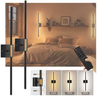 MUPOO Wandleuchte LED Wandleuchte Batteriebetrieben, Fernbedienung, Wandlampe Kabellos, Dimmbar 3000-6000K, LED fest integriert, Modern Wandleuchten, Wiederaufladbar