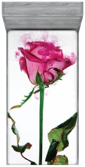 Abakuhaus Spannbettlaken Soft Dekorativer Stoff Bettwäsche Rund-um Elastischer Gummizug, Vintage Rose Einzelne Blume Ast