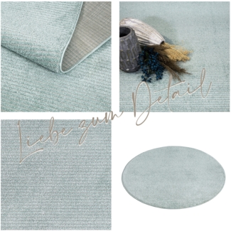 Teppich Rund - Türkis - 200x200cm - Meliert Muster - Einfarbig - Hoch Tief Effekt - Kurzflor Weich Schlafzimmer Kinderzimmer Dekoration - Deko Teppiche