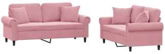 vidaXL 2-tlg. Sofagarnitur mit Kissen Rosa Samt 3202233
