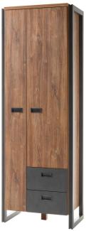 Garderobenschrank im Industrial Stil DALLAS-61 Stirling Oak Nb. mit Matera Anthrazit B/H/T ca. : 70 x 202 x 44 cm