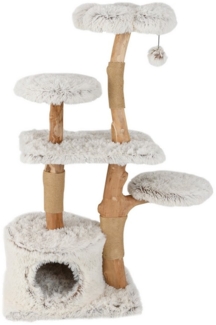 COSTWAY Kratzbaum, mit Katzenhöhle, Sitzplattform, Massivholz, 135cm