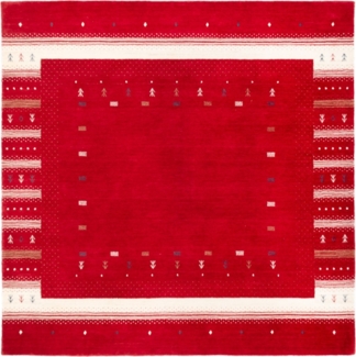Morgenland Gabbeh Teppich - Loribaft Softy - Aurora Flair - quadratisch - 200 x 200 - Rot