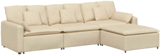 vidaXL Modulares Sofa mit Fußhocker und Kissen Cream 3321063