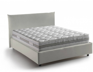 Dmora Doppelbett Arpaise, Bettkasten mit Stoffbezug, 100 % Made in Italy, Öffnung vorne, inklusive Matratze 120 x 190 cm, Beige