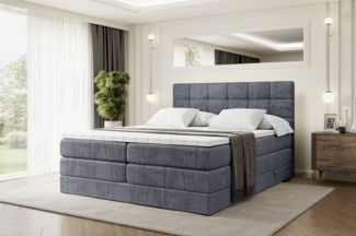 ALTDECOR Boxspringbett BRUGO KING (mit Matratze und Lattenrost Topper Polsterbett mit Bettkasten Boxbett), H4 Multipocket, H3 Bonellfederung, Doppelbett Springboxbett