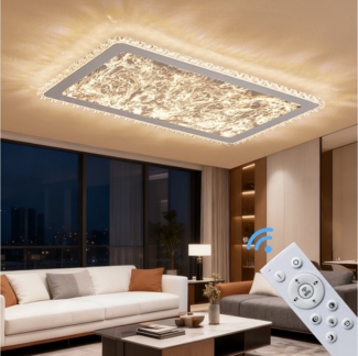 Eurotondisplay LED Deckenleuchte LED Deckenleuchte mit Fernbedienung Lichtfarbe Helligkeit einstellbar, LED fest integriert, Warumweiß, Neutralweiß, Kaltweiß, Lichtfarbe und Helligkeit einstellbar