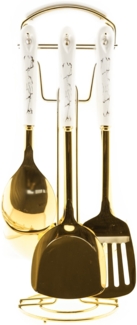 Stainless Steel 7-teiliges Set Küchenhelfer inkl. Aufsteller Gold/ Weiß