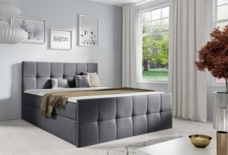 Boxspringbett Schlafzimmerbett CARMEN LUX 120x200 cm Stoff Fancy Grau