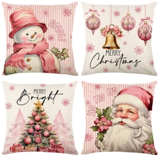 Qelus Kissenbezüge Weihnachten Kissenbezug 4er Set Kissenbezüge 45x45cm Dekokissen Deko, für Sofa Couch