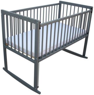 Micoland Beistellbett Kinderbett / Beistellbett / Wiege 3in1 120x60 cm mit Matratze grau