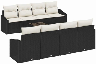 vidaXL Garten-Sofa-Set mit Kissen 7 pcs Schwarz, Creme 55 x 55 x 37 cm 3355316