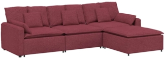 vidaXL Modulares Sofa mit Fußhocker und Kissen Weinrot 3321060
