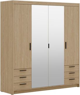 AX LIVING Geölte Eiche Kleiderschrank mit Spiegel Storicos 4T6S 176,3cm Groß