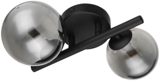 LED Wandleuchte, Metall, Glas, rauchfarben, H 12,5 cm