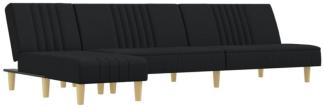 Schlafsofa in L-Form Schwarz 255 x 140 x 70 cm Stoff