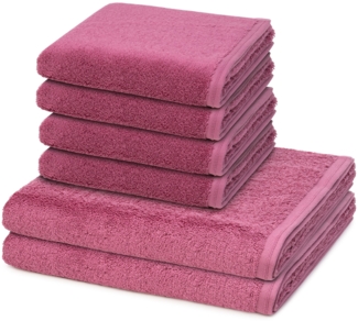 Vossen Vegan Life 6 tlg. Frottier-Set - 4 X Handtuch (50 X 100cm), 2 X Duschtuch (67 X 140cm) - 580 g/m2 - Blackberry