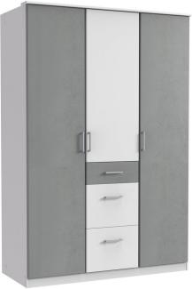 Kleiderschrank Click Drehtürenschrank 135x58x199cm weiß beton lichtgrau