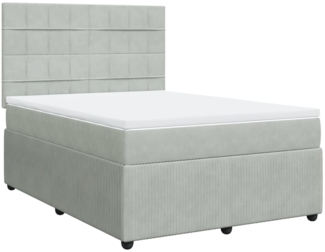 vidaXL Boxspringbett mit Matratze Hellgrau 140x200 cm Samt 3292358