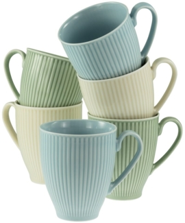 CreaTable Becher Valencia Pastell, Kaffeebecher, 6-tlg, Porzellan, Elegant, Boho Chic
