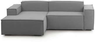 Dmora Sofa mit Halbinsel Assurte, modulares Sofa mit linker Chaiselongue, modernes Stoffsofa, 100 % Made in Italy, 240 x 170 x 70 cm, Grau